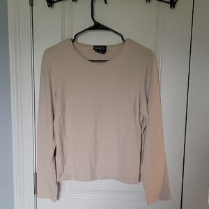 No Boundaries Cream Fitted Long Sleeve Blouse